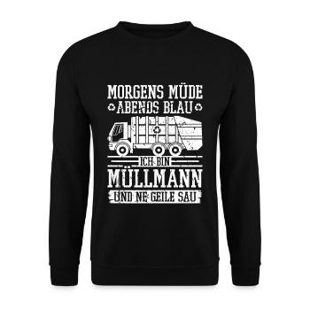 Müllmann Abfalltechniker Müllabfuhr - Unisex Pullover - Schwarz - Vorne - Alina (178cm) & Michal (187cm)