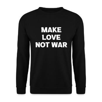 Make Love Not War Peace Weltfrieden Ukraine - Unisex Pullover - Schwarz - Vorne - Alina (178cm) & Michal (187cm)