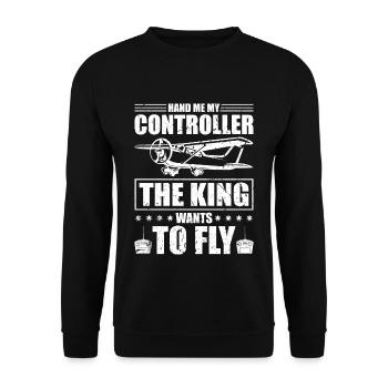 Modellflugzeug Fliegen RC Modellpilot RC Flugzeug - Unisex Pullover - Schwarz - Vorne - Alina (178cm) & Michal (187cm)