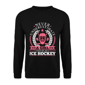 Hockey Girls für Eishockeyspieler - Unisex Pullover - Schwarz - Vorne - Alina (178cm) & Michal (187cm)