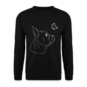 Französische Bulldogge mit Schmetterling - Unisex Pullover - Schwarz - Vorne - Alina (178cm) & Michal (187cm)