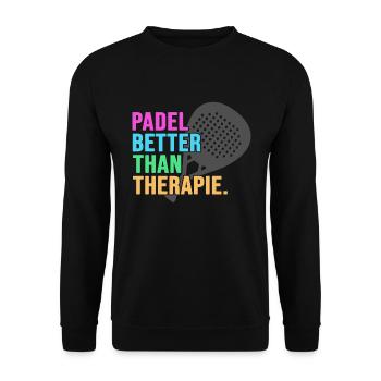 Padel Padeltennis Padelmode PADELTENNIS-therapie - Unisex Pullover - Schwarz - Vorne - Alina (178cm) & Michal (187cm)