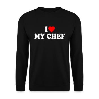 I love my chef - Unisex Pullover - Schwarz - Vorne - Alina (178cm) & Michal (187cm)