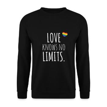 LOVE KNOWS NO LIMITS - LGBT Pride Rainbow CSD - Unisex Sweatshirt - black - Front - Alina (178cm) & Michal (187cm)