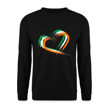 Heart brush flag Ireland flag colors design - Unisex Sweatshirt - black - Front - Alina (178cm) & Michal (187cm)