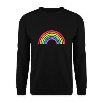 Vintage Rainbow - Regenbogen LGBT CSD - Unisex Pullover - Schwarz - Vorne - Alina (178cm) & Michal (187cm)
