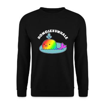 Homosexuwhale - LGBT Gay Pride Rainbow CSD - Unisex Sweatshirt - black - Front - Alina (178cm) & Michal (187cm)