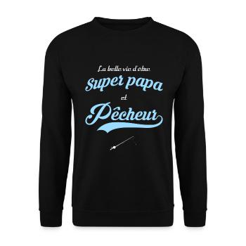 Papa pêcheur cadeau super papa - Sweat-shirt Unisexe - noir - Devant - Alina (178cm) & Michal (187cm)