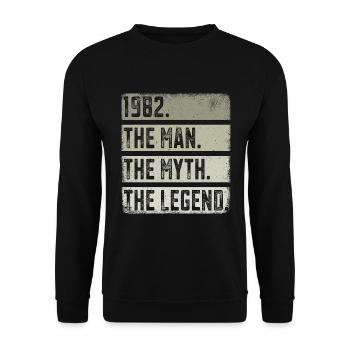 Born 1982 Man Myth Legend Birthday - Unisex Sweatshirt - black - Front - Alina (178cm) & Michal (187cm)