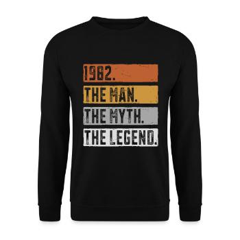 Born 1982 Man Myth Legend Birthday - Unisex Sweatshirt - black - Front - Alina (178cm) & Michal (187cm)
