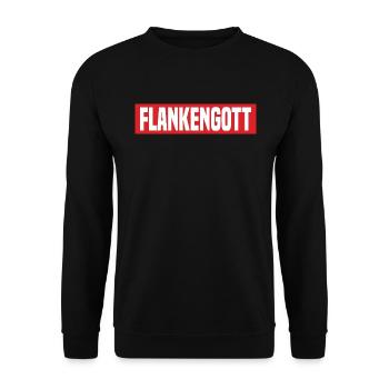 Flankengott Lustiger Kreisliga Fußball Spruch - Unisex Pullover - Schwarz - Vorne - Alina (178cm) & Michal (187cm)