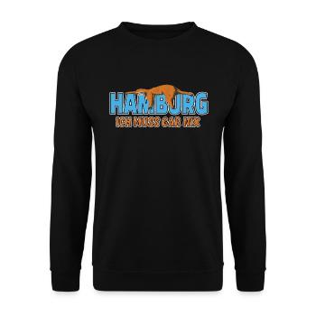 Hamburg ich muss gar nix Faultier Heimat - Unisex Pullover - Schwarz - Vorne - Alina (178cm) & Michal (187cm)