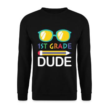 1. Klasse Dude Rainbow Girls Boys Teacher Team - Unisex Pullover - Schwarz - Vorne - Alina (178cm) & Michal (187cm)