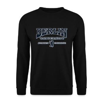 BERLIN UNIVERSITY STREET COLLEGE - Unisex Pullover - Schwarz - Vorne - Alina (178cm) & Michal (187cm)