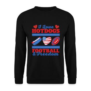 Liebe Hotdogs Football und Frieden Design - Unisex Pullover - Schwarz - Vorne - Alina (178cm) & Michal (187cm)