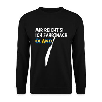 MIR REICHT'S ICH FAHR' NACH ÖLAND Schweden Insel - Unisex Pullover - Schwarz - Vorne - Alina (178cm) & Michal (187cm)