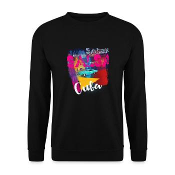 Kuba Salsa Latino Tanz - Kuba Flagge - Unisex Pullover - Schwarz - Vorne - Alina (178cm) & Michal (187cm)