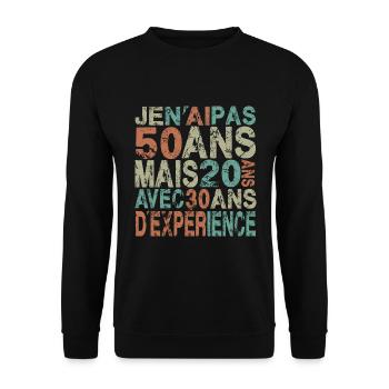 50 ans, anniversaire 50 ans - Sweat-shirt Unisexe - noir - Devant - Alina (178cm) & Michal (187cm)