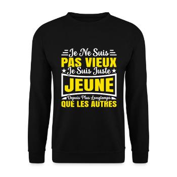 je ne suis pas vieux je suis juste jeune - Sweat-shirt Unisexe - noir - Devant - Alina (178cm) & Michal (187cm)