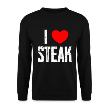 I Love Steak - Unisex Pullover - Schwarz - Vorne - Alina (178cm) & Michal (187cm)