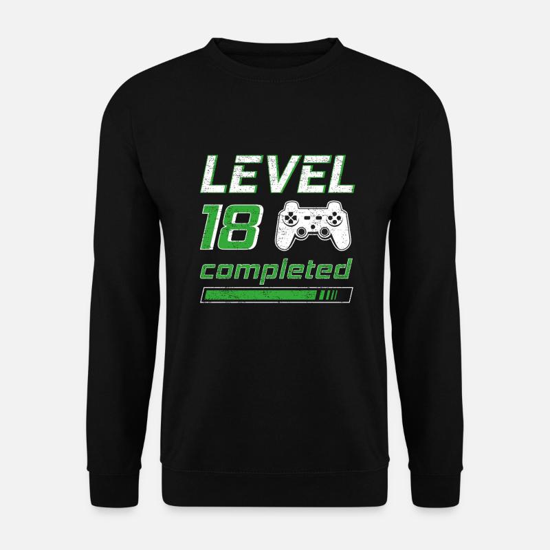 18 Geburtstag Gamer Level 18 completed Geschenk - Unisex Pullover - Schwarz