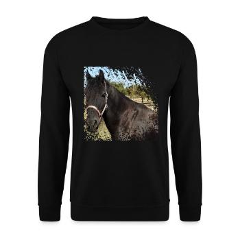 Who does not want to ride on this horse? - Unisex Sweatshirt - black - Front - Alina (178cm) & Michal (187cm)