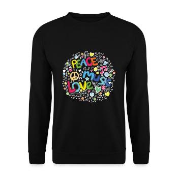 Hippie hippy flower power frieden retro - Unisex Pullover - Schwarz - Vorne - Alina (178cm) & Michal (187cm)