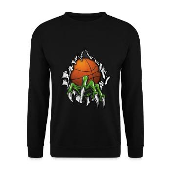 Basketball Alien Claw Monster Creature Dunking - Unisex Sweatshirt - black - Front - Alina (178cm) & Michal (187cm)