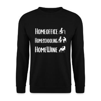 Homeoffice Homeschooling Mother Wine Pun - Unisex Sweatshirt - black - Front - Alina (178cm) & Michal (187cm)