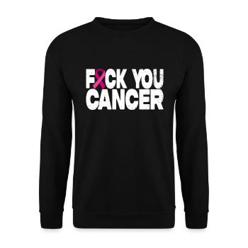 Fuck You Cancer - Rosa Schleife - Unisex Pullover - Schwarz - Vorne - Alina (178cm) & Michal (187cm)