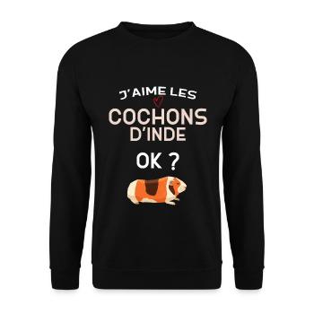 Cochons d'Inde Je T'Aime - Sweat-shirt Unisexe - noir - Devant - Alina (178cm) & Michal (187cm)