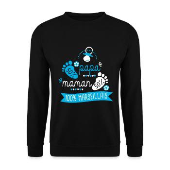 bébé supporter football OM marseille marseillais - Sweat-shirt Unisexe - noir - Devant - Alina (178cm) & Michal (187cm)