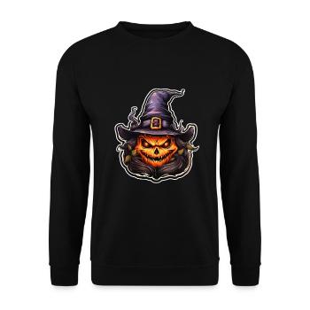 Pumpkin with witch hat Halloween - Unisex Sweatshirt - black - Front - Alina (178cm) & Michal (187cm)