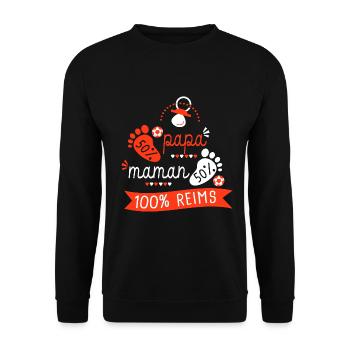 Naissance bébé supporter club Reims football - Sweat-shirt Unisexe - noir - Devant - Alina (178cm) & Michal (187cm)
