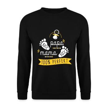 Baby Geburt Schwangerschaft Schwangerschaft Perfekt - Unisex Pullover - Schwarz - Vorne - Alina (178cm) & Michal (187cm)