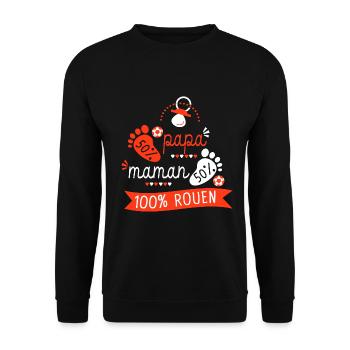 Rouen foot bébé supporter club football Rouen - Sweat-shirt Unisexe - noir - Devant - Alina (178cm) & Michal (187cm)