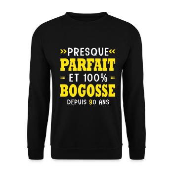 90 ans Parfait bogosse 90 ans anniversaire - Sweat-shirt Unisexe - noir - Devant - Alina (178cm) & Michal (187cm)