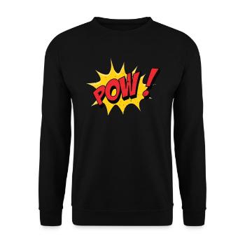 POW ! Comic Sprechblase - Cartoon Funny Pop Art - Unisex Pullover - Schwarz - Vorne - Alina (178cm) & Michal (187cm)