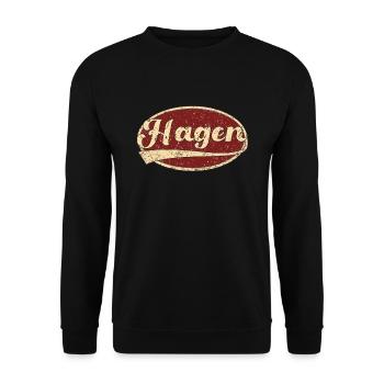 Hagen Retro Tshirt Gift - Unisex Sweatshirt - black - Front - Alina (178cm) & Michal (187cm)