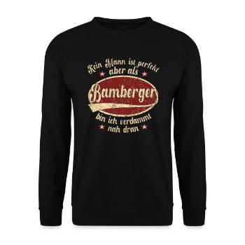 Bamberg Retro der perfekte Bamberger - Unisex Pullover - Schwarz - Vorne - Alina (178cm) & Michal (187cm)
