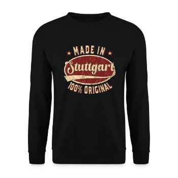 Made in Stuttgart 100 % original Stuttgarter Retro - Unisex Pullover - Schwarz - Vorne - Alina (178cm) & Michal (187cm)
