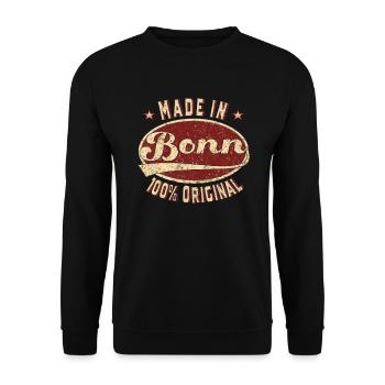 Made in Bonn 100 % original Bonner retro - Unisex Pullover - Schwarz - Vorne - Alina (178cm) & Michal (187cm)
