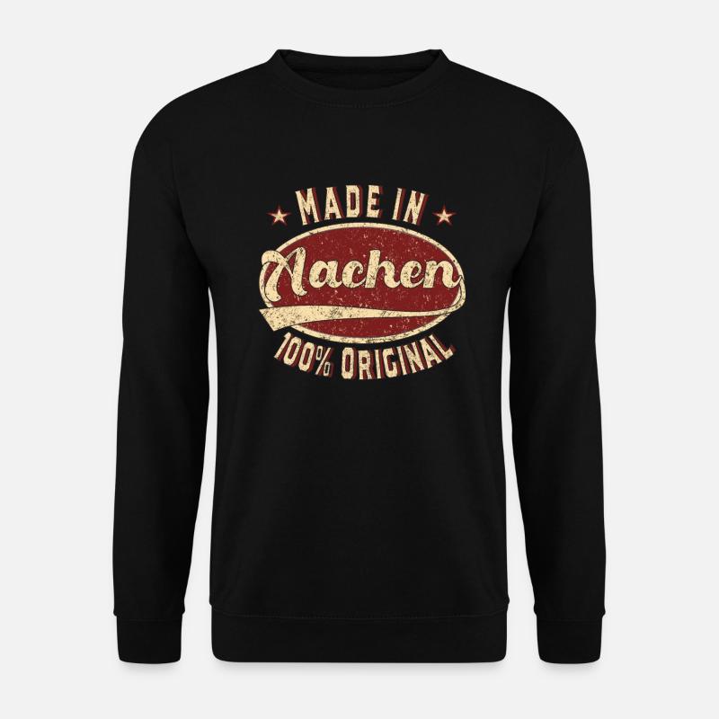 Made in Aachen 100 % original Aachener retro - Unisex Pullover - Schwarz