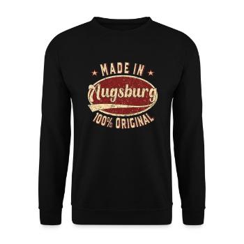 Made in Augsburg 100 % original Augsburger retro - Unisex Pullover - Schwarz - Vorne - Alina (178cm) & Michal (187cm)