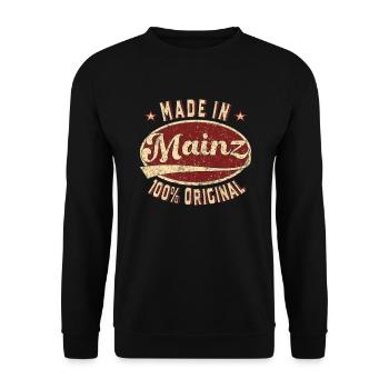 Made in Mainz 100 % original Mainzer retro - Unisex Pullover - Schwarz - Vorne - Alina (178cm) & Michal (187cm)
