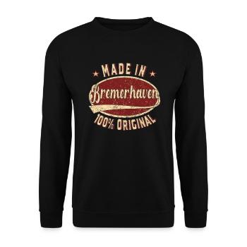 Made in Bremerhaven 100 % original Bremerhavener - Sweat-shirt Unisexe - noir - Devant - Alina (178cm) & Michal (187cm)