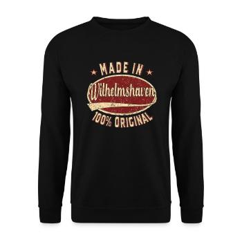 Made in Wilhelmshaven 100% original retro - Unisex Sweatshirt - black - Front - Alina (178cm) & Michal (187cm)