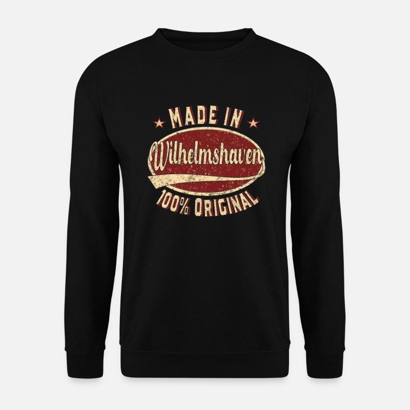 Made in Wilhelmshaven 100 % original Retro - Unisex Pullover - Schwarz