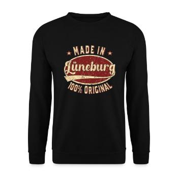Made in Lüneburg 100 % original Lüneburger Retro - Sweat-shirt Unisexe - noir - Devant - Alina (178cm) & Michal (187cm)