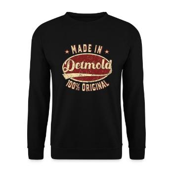 Made in Detmold 100 % original Detmolder Retro - Unisex Pullover - Schwarz - Vorne - Alina (178cm) & Michal (187cm)